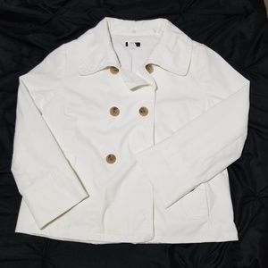 J. Crew White Blazer Peacoat Sz 6 Cotton